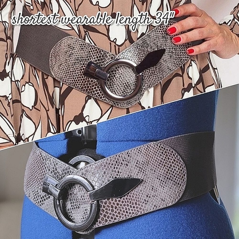 Kim & Co Taupe Elastic Snake Belt M/L